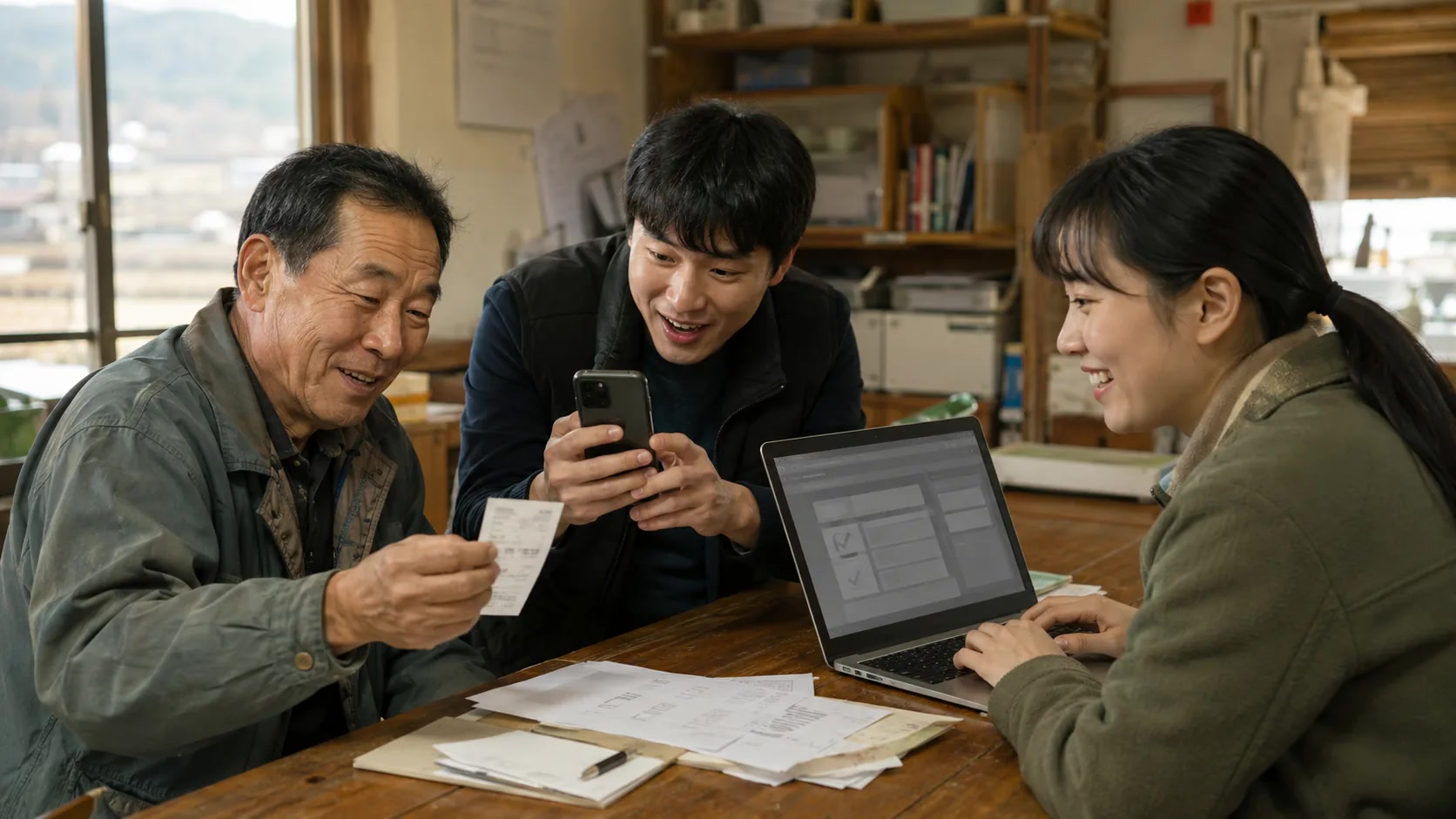 영수증과 공공 행정 자동화를 표현한 AI 생성 콘셉트 이미지